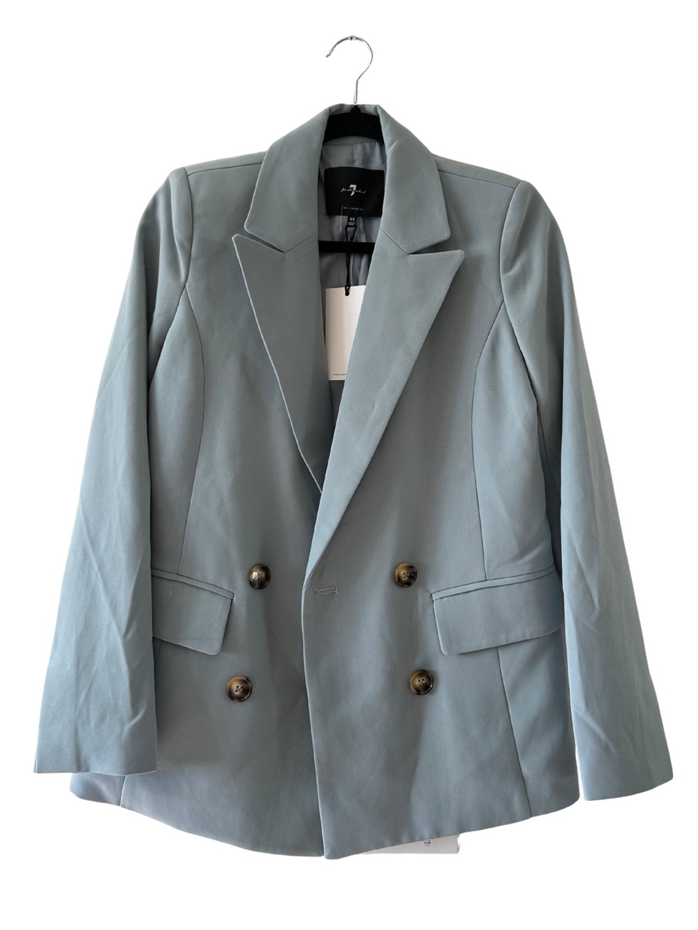 Seven7 Double-Breasted Blazer in Dusty Blue-Green